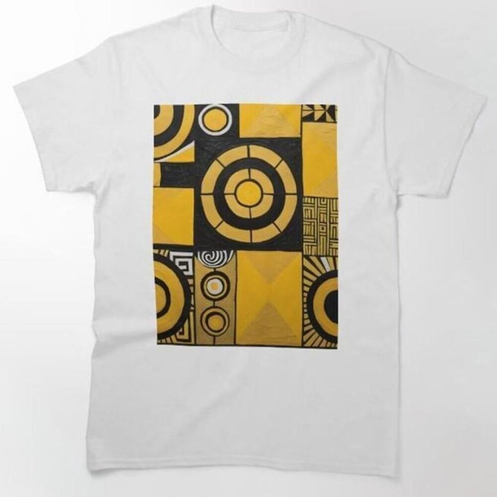 Retro Mid Mod Geometric Abstract Yellow Graphic Parent Outfit Streetwear T-Shirt